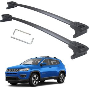 Autekcomma Heavy Duty 260lb Loading Weight Roof Rack Crossbars Compatible for Jeep Compass 2018-2024 Anti-Corrosion,Full Aluminum Black Matte Finishing (Sold as 1 Pair)