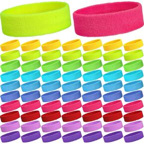 150 Pcs Neon Sweatbands Bulk Sports Headbands Colourful Tennis Sweat Headbands Sports Party Supplies Sports Accessories for Men Women Sports Competitions Glow Party Supplies