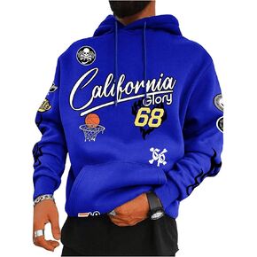 SOLY HUX Hoodies for Men Graphic Letter Print Long Sleeve Drawstring Sweatshirt Pullover Tops with Pocket