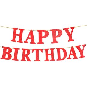 Happy Birthday Banner, Black Glitter Birthday Party Banner, Birthday Party Decorations Supplies