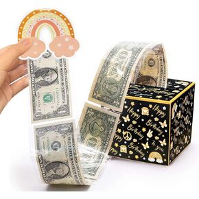 Boho Rainbow Money Box for Cash Gift Pull,Money Gift Boxes,Money Box for Cash Gift Black & Gold Money Holder for Cash with Pull Out Card DIY Set Birthday Wedding Box (Boho)