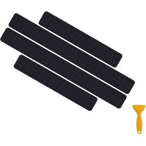 Carbon Car Door Sills Protector, 4d Car Door Threshold Protection, Automotive Door Entry Guard 4 Pcs Universal Rubber Scratch Resistant Exterior Accessories (Black)