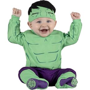 MARVEL Hulk Official Infant Halloween Costume - Premium Quality Minky Fabric Jumpsuit and Non-Slip Booties