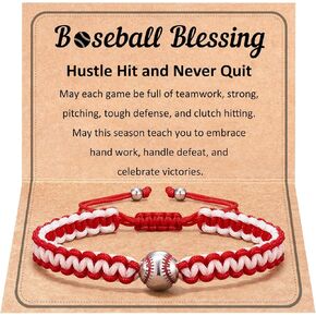 HGDEER Baseball Bracelet, Adjustable Braided, Baseball Basketball Gifts for Teens, Teams, Son, Grandson Brother