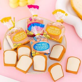 Blue Toast Bread Eraser Stationery Bread Shape Pencil Eraser Sketching Tools Drafting, Bread Eraser Cartoon Cute Pencil Eraser Supply for Kid Painters Artists Standard Pencil Erasers