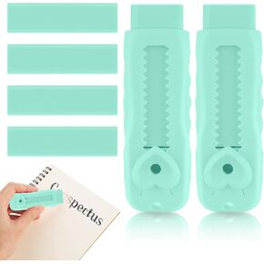 Sliding Retractable Pencil Eraser Push-Pull Rubber Eraser and 4 PCS Refill Erasers for Students School Stationery Writing Office(Pink)