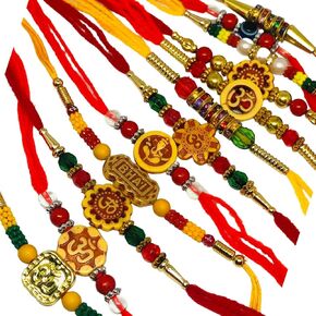 Traditional Rakhi for Brother, Multiple Beads Rakhi, Traditional Design Rakhi for Bhaiya, Bhabhi, Gift for Sister, Assorted Color & Multi Design - Set Of 12