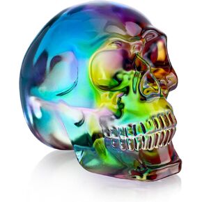 HDCRYSTALGIFTS 3 Inch Multi-Color Crystal Skull Statue for Home Decor,Halloween Skull Decoration Gift,Art Glass Skeleton Sculpture,Day of The Dead Skulls