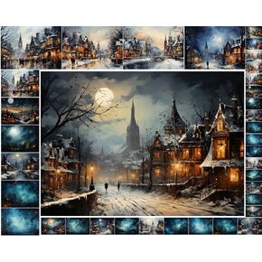 حزمة ورق Decoupage (21 ورقة مقاس 6 بوصات × 8 بوصات) بطاقات صور عيد الميلاد ذات الطراز العتيق لعيد الميلاد والمناظر الطبيعية الشتوية FLONZ من أجل Decoupage والحرف اليدوية وسكرابوكينغ in Kuwait