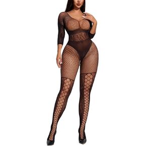 Women's Fishnet Bodystocking Bodysuit Babydoll Mesh Lingerie Sleepwear Sexy Tights One Size Club Night Out