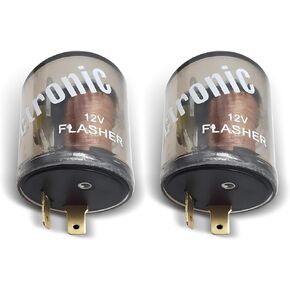 2 PCS Car Flasher Relay, 12V 20A Heavy Duty Two-pin Round Sealed Turn Signal Flasher Relay, Plug and Play Installation Accessories, Suitable for Cars, Motorcycles, and Bicycles (Transparent)