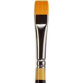 KINGART Premium Original Gold 9450-12 CHISEL BLENDER BRIGHT Series Artist Brush, Golden Taklon Synthetic Hair, Short Handle, for Acrylic, Watercolor, Oil and Gouache Painting, Size 12