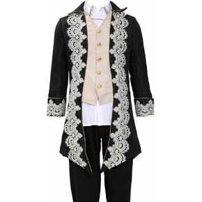 Men's Medieval Steampunk Tailcoat Victorian Embroidery Jacket Frock Coat Renaissance Halloween Costume