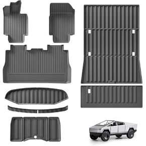 8Pcs Car Floor Mats for Tesla Cybertruck 2024 2025, TPE All Weather Floor Mats for Cybertruck Accessories Truck Bed Mat Tailgate Mat Front Rear Lower Layer Trunk Mat Cargo Liner Protection