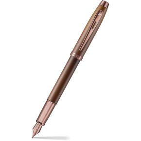 Sheaffer 100 9374 Coffee Edition Matt Brown Fountain Pen with Regal Brown PVD Signature mid band - Medium Point