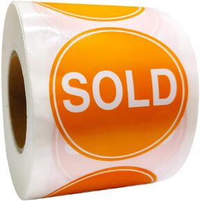 Inch Orange Sold Stickers,Inventory Control Retail Labels,Pricing Stickers for Retail Store Shop(500 pcs)
