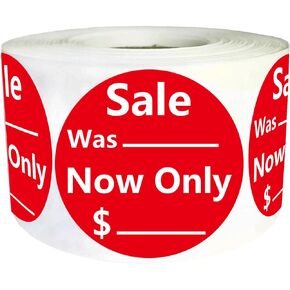 Red Sale Price Labels Reduced was Now Stickers 2'' Adhesive Sale Discount Labels Price Marker Tags Stickers 500Pcs Dollar Pricing Labels for Retail Store Garage Sale Yard Sale Clearance Promotion Deal