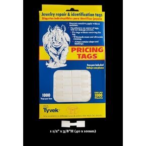 1000 Pcs White Price Tags Stickers 12mm Barbell Jewelry Display Rectangle Shape (White)