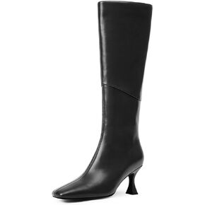 Modatope Knee High Boots Women Square Toe Tall Boots Kitten Heel Long Boots Side Zipper Dress Fashion Boots