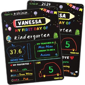 First and Last Day of School Board 14 x 11 Inch Double Sided Back to School Chalkboard Signs, Reusable, Suitable for Kindergarten Elementary School, Contains 1 Chalk Board Sign