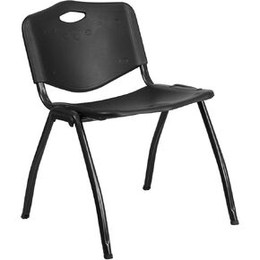 Flash Furniture HERCULES Series 880 lb. Capacity Black Plastic Stack Chair