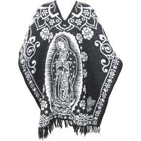 Authentic Mexican Poncho Virgen de Guadalupe Reversible Cobija Blanket