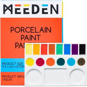 لوحة طلاء MEEDEN 33-Well Porcelain مع غطاء بلاستيكي، لوحة سيراميك مع غطاء للألوان المائية والأكريليك والطلاء المائي الآخر، 13-1/2 × 10.8 بوصة، صينية خلط سيراميك للرسام الخبير
