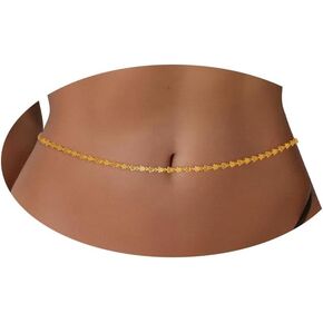 Belly Chain for Women Gold Floral Waist Chains Adjustable Body Chain Body Jewelry Accessories for Bikini Beach
