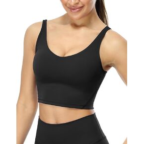 icyzone V Neck Sport Bra for women, Wireless Padded U Back Yoga Running Bra