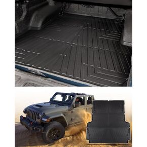 2020-2024 for Jeep Gladiator Truck Bed Mat All Weather Protection Bed Liner, Ropes with Hooks to Secure Mat for Jeep Gladiator 2020 2021 2022 2023 2024 Accessories