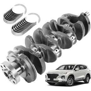 Engine Crankshaft and Bearings kit Compatible with Hyundai Santa Fe Sonata Tucson Kia Optima Sorento Sportage 2.4L, Replace 23111-2G200 23111-2G230