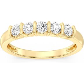 GILDED 14K Gold Plated and 925 Sterling Silver Engagement Rings for women in 1/2 ctw 5 Stones Lab Grown Diamond Ring | Anniversary Ring Silver | Engagment Ring | Statement Rings for women in Size 7