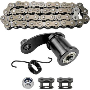 Chain Tensioner Roller with Spring 420 Chain 42L Link Master Link Fit for CT200U Trail CT200U-EX CT100U Coleman Powersports Mini Bikes Fit for 196cc 6.5HP Massimo MB165 MB200 Hensim Baja Heat Warrior