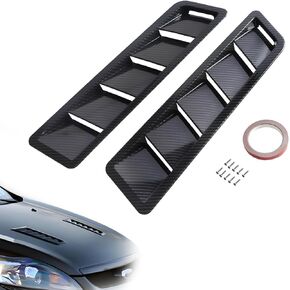 Car Hood Vent Scoop Kit, ABS Auto Hood Vents Bonnet Cover, Carbon Fiber Hood Cooling Intakes Engine Air Vent Cover for Most Vehicles, Universal Exterior Car Accessories