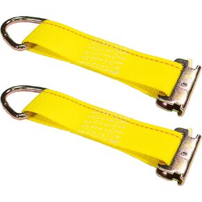 US Cargo Control E-Track Rope Tie-Offs, 2 Inch x 6 Inch Cargo Tie-Downs (10-Pack) with D Ring and Spring E Track Fitting for Easily Securing Cargo to E-Track, 1,467 Pounds Working Load Limit - Yellow
