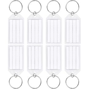 SallyFashion 24PCS Key Tags with Labels, Key Labels with Ring White Plastic Key Tags Key Identifiers for Luggage Name