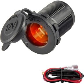 UYYE Universal 12V/24V Car Cigarette Lighter Socket, for Car Marine Motorcycle ATV RV and More, Car Interior Accessories with Waterproof Receptacle