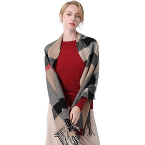 Winter Plaid Cashmere Scarf With Tassel For Women Men Classic Checked Scarf Oversized Soft Tartan Shawl Wrap