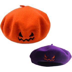 Cute Pumpkin Beret Hat Artist Hat Stylish Painter Beret Hat Winter Warm Hat Beret for Adults Women Girls