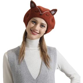 Women Solid Color Beret Wool French Beanie Cap Hat Handmade Wool Felt Gift