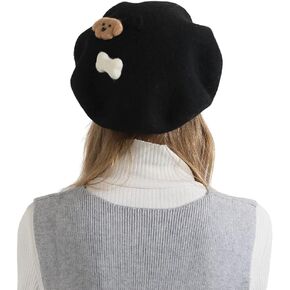 Women Solid Color Beret Wool French Beanie Cap Hat Handmade Wool Felt Gift