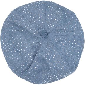 Women Denim Beret Hat Shiny Studded Crystal Newsboy Hats French Style Octagonal Caps Bling Artist Painter Hats