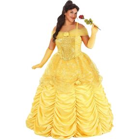 Disney's Beauty and The Beast Plus Size Women's Belle Costume, Yellow Ball Gown Dress for Halloween & Cosplay