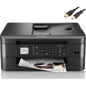 Brother MFC-J10 Series 3-in-1 Printer, Wireless Color Inkjet Printer, Printer, Copy, Scan, Fax - 9.5 ppm, 150 Sheets, 1.8" Color LCD, with Mobile Device and Duplex Printing, with MTC Printer Cable