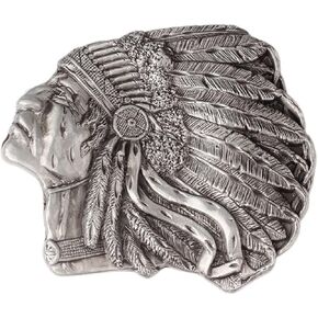 Native American Indian Chief Belt Buckle for Men, Indian Warrior Chief Head Skull Western Cowboy Punk Belt Buckle