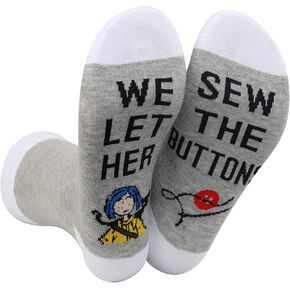 WZMPA Cartoon Fans Novelty Socks Horror and Fantasy Moive Gift We Let Her Sew The Buttons Socks Moive Merchandise (We Let Her)