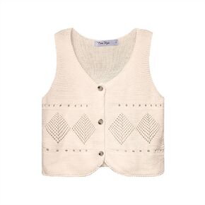 Womens Summer Sleeveless Sweater Vest Knit V Neck Button Casual Loose Y2K 2024 Tank Cardigan