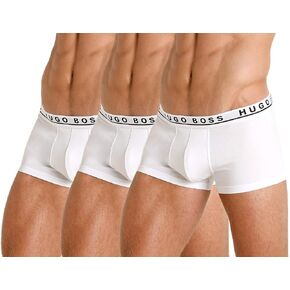 BOSS Men's 3 Pack Bold Logo Cotton Stretch Trunks, Cyan/Coal/Peacock, S