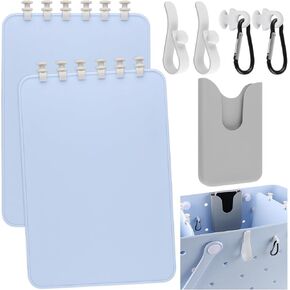 Lanstics Beach Bag Organizer, 9PCS Beach Bag Accessories Kit Beach Bag Charms 2PCS Divider Trays for Beach Bag Insert Hooks Set Silicone Phone Holder Hooks Supplies for Handbag Rubber Travel Bags