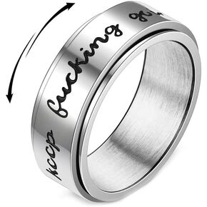 Spinner Ring Inspirational Encouragement Ring Stainless Steel Graduation Wedding Bands Rotatable Fidget for Anxiety Stress Relief Self-Improvement Jewelry Gift for Women Men Boy